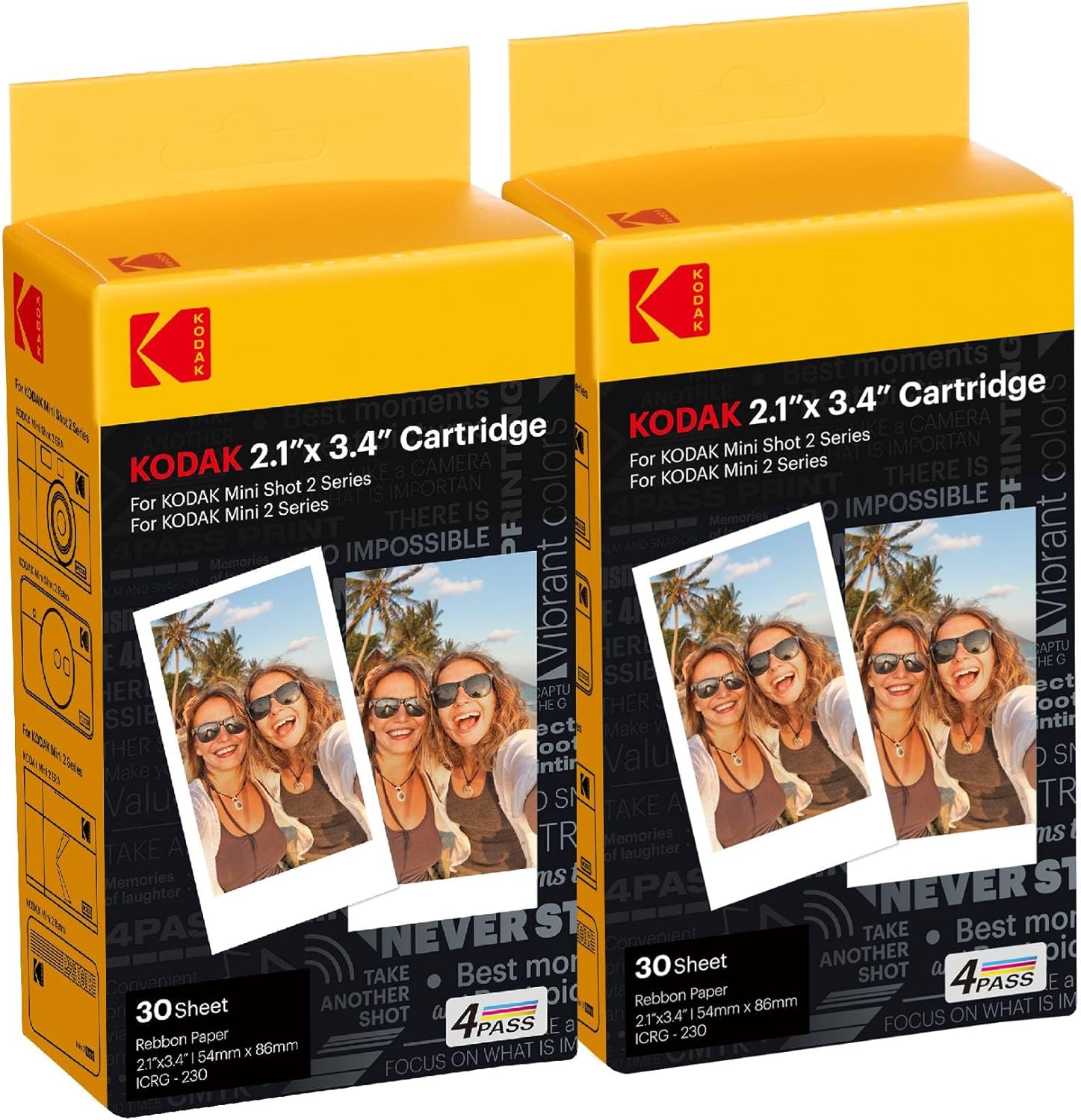 KODAK 4PASS Film Cartridge 2.1" x 3.4" (60 Sheets) for Kodak Mini 2 Retro